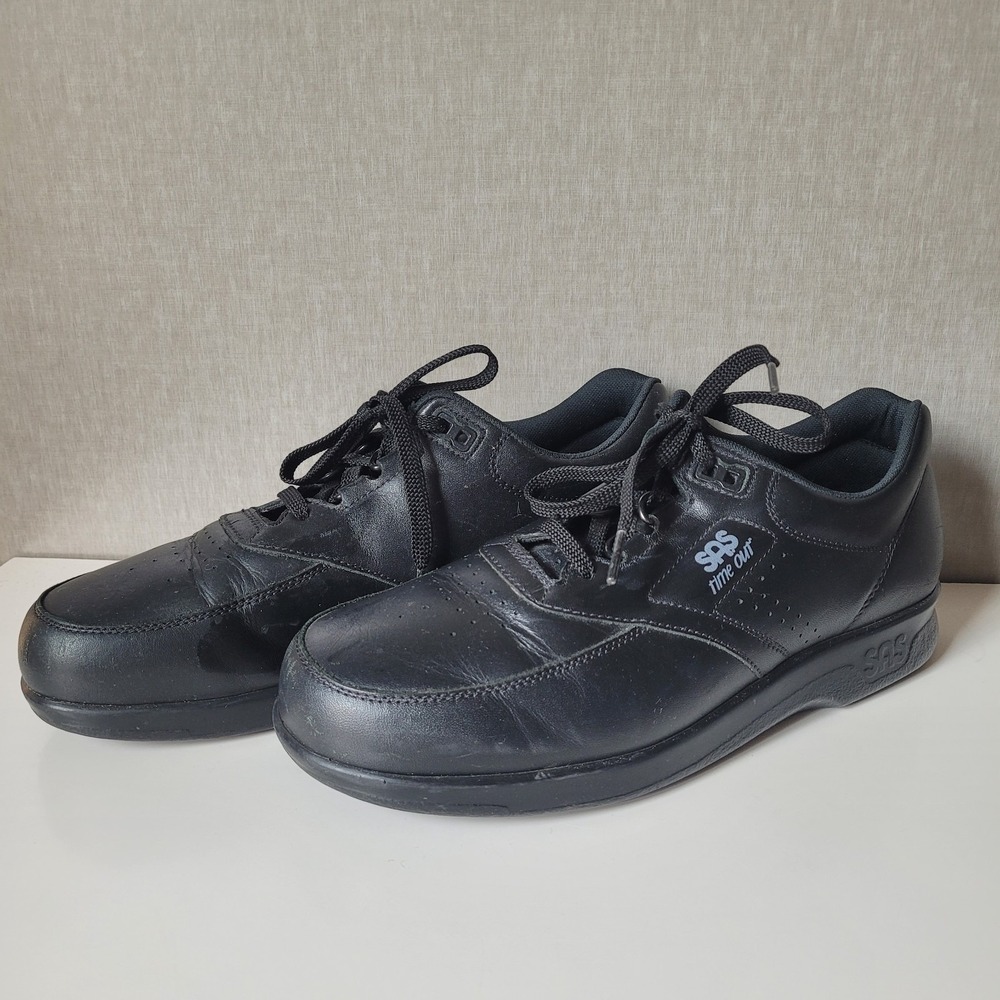SAS Men's Time Out‎ Black Leather Walking Shoes 8.5N Pre-owned Excellent Cond.